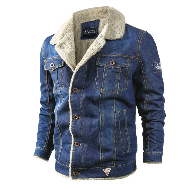 Tasarımcı Ceket Uzun Kollu Moda Dış Giyim Erkek Ceket Kış Mavi Kalın Sıcak Coat Plus Size L-6XL