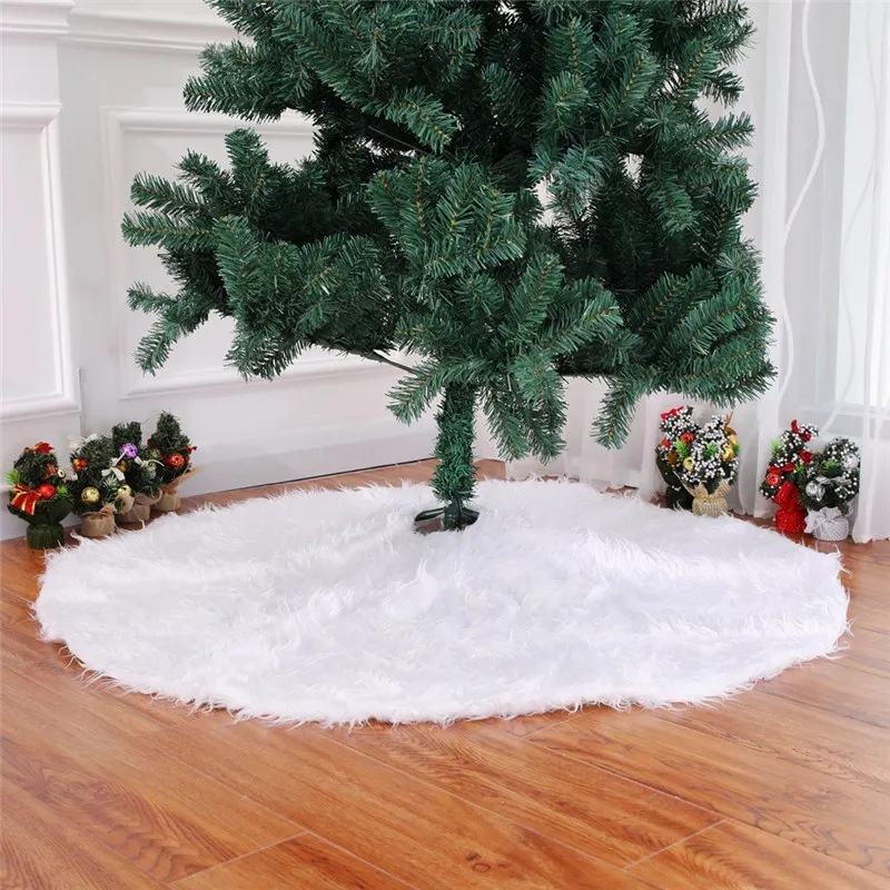 ホワイトラウンドフェイクの毛皮のクリスマスツリースカート35.5インチの直径 -  Shaggy Shag Fauxシープスキンクリスマスツリーの装飾