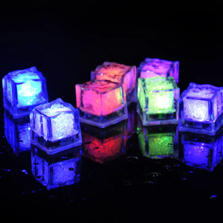 Led ice cube Lights Polychrome Flash Liquid Sensor Glowing Submersible Light Decor Lighting Up Bar Club Wedding Party