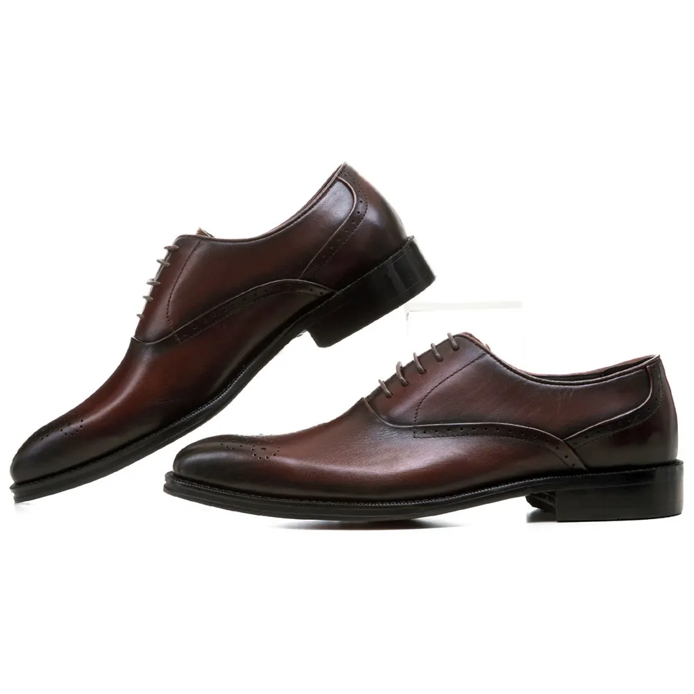 Качество Goodyear Welt Brown Brown Tan / Black Oxfords Mens Платье Натуральная Кожа Деловая Обувь Мужская Свадебная обувь