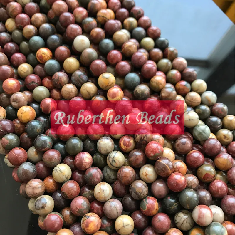 NB0045 Wholesale Natural Loose Beads Stone Red Picasso Jasper Beads Natural Stone 4/6/8/10 mm Round Beads for Making Jewelry