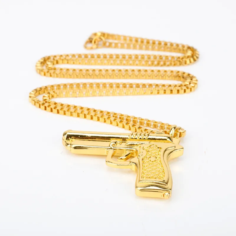 Gun Pistol Halskette Gold Bling Hip Hop Schmuck Ketten für Männer Geschenk wird und sandiges Drop-Ship