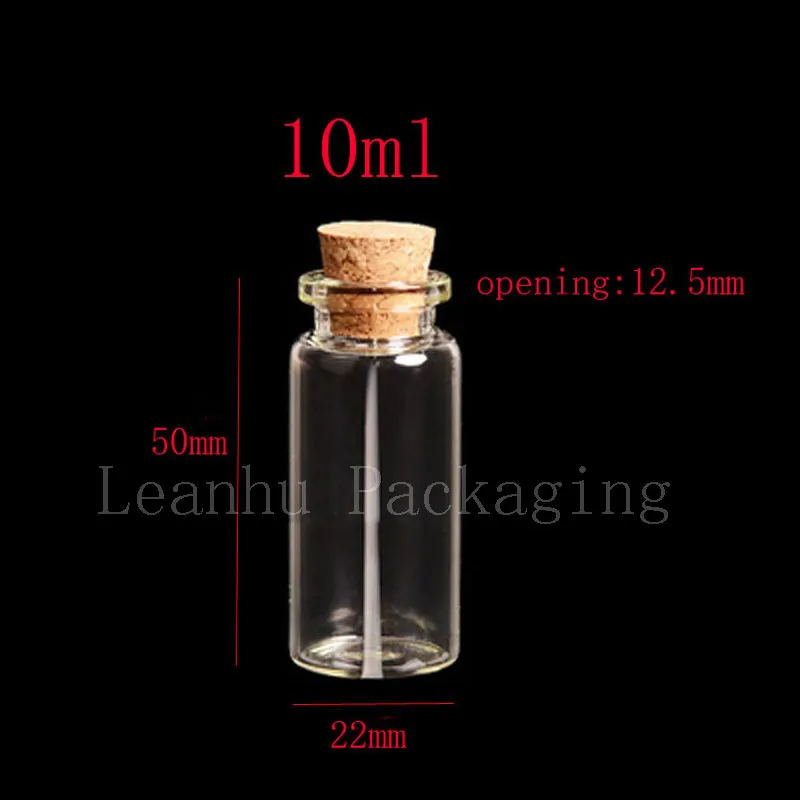 10ml X 50 cork glass vial, clear empty glass bottle with wooden cork,10cc corked stopper vials, DIY wishing mini glass bottles