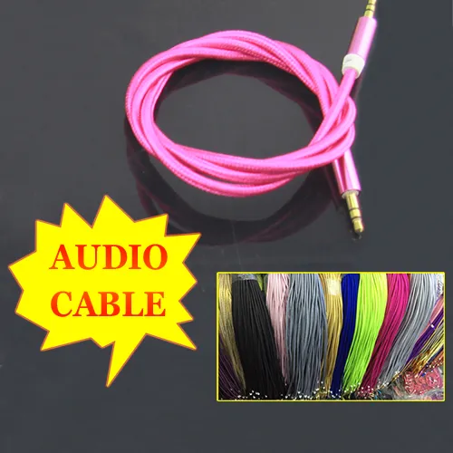 Cable auxiliar AUX de 3,5mm, cable de Audio de extensión de coche estéreo macho a macho trenzado de tela de 3 pies para MP3, MP4, iPhone, altavoz Bluetooth
