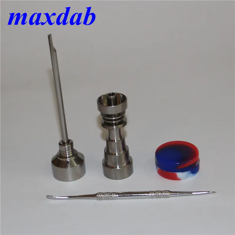 Universal tools 6 In 1 Titanium nails 10/14/18mm Female And Male Domeless Nail Carb Cap For Glass Pipe Or Silicone Pipes