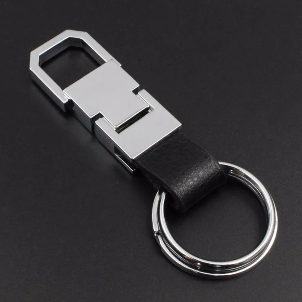 Lexus Inspired Silver Leather Keychain Stylish Metal Key Ring For