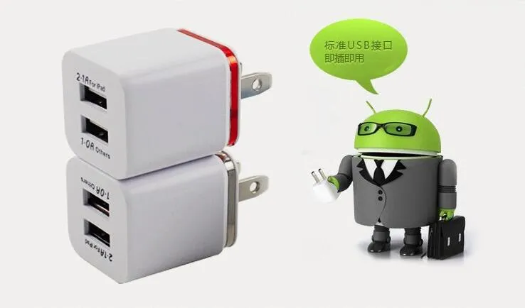 2 شاحن حائط USB معدن شاحن حائط USB مزدوج 2.1A محول طاقة USB للهواتف Samsung / iPhone / HTC / Android