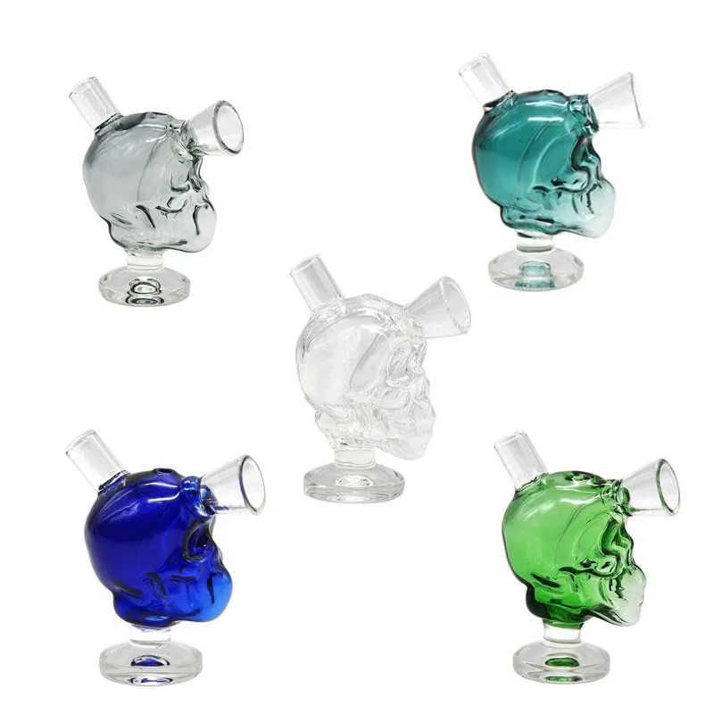 Neue Mini-Schädel-Glasbongs Shisha Blunt Bubbler Rauchblase Kleine Wasserpfeifen Handpfeifenschale