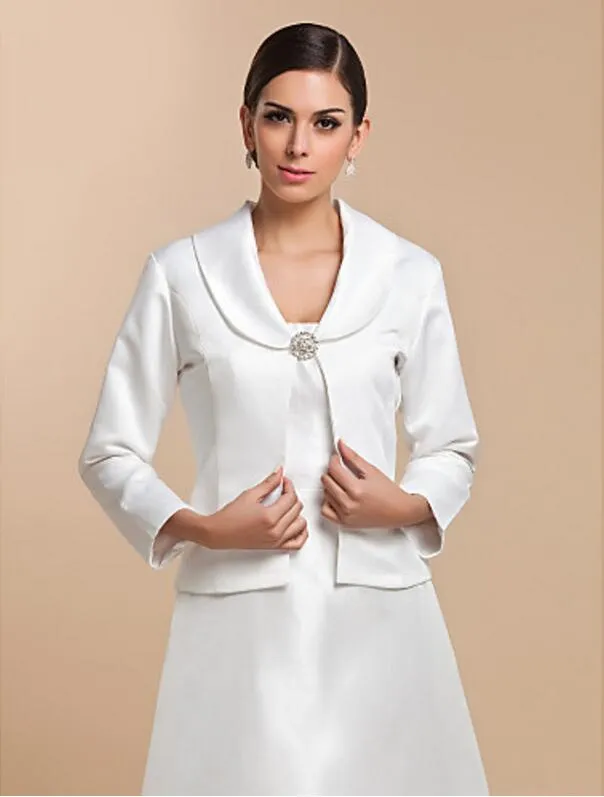 New Custom Made Vintage Long Sleeve Satin Party Evening Casual Clasp Wedding Wraps Coats / Jackets