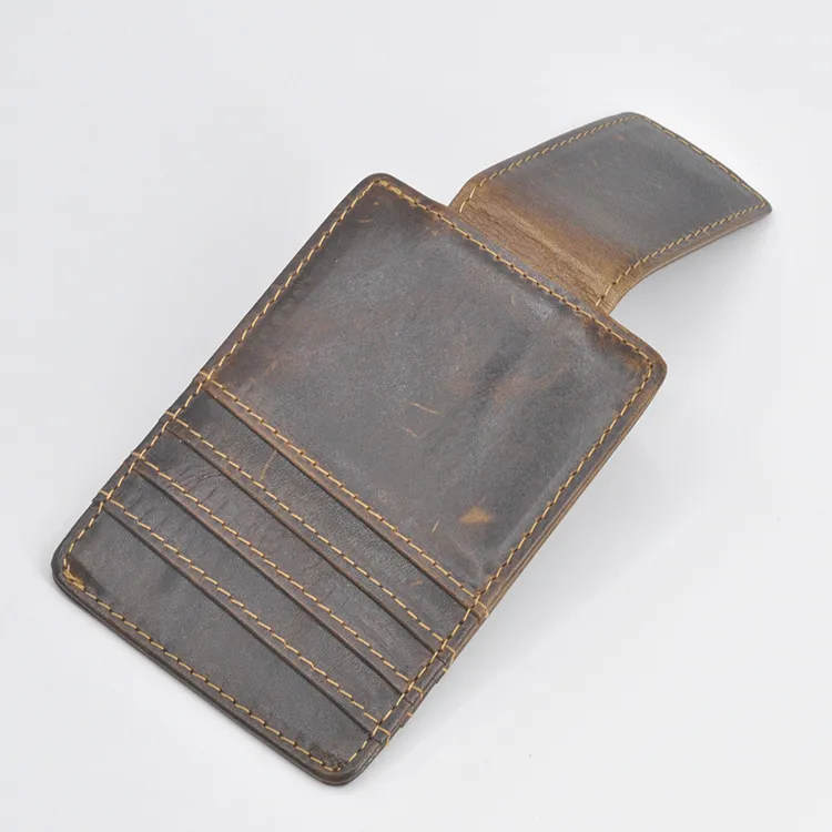 Porta di credito con tasca da tasca anteriore del caffè Clip denaro Fashion Vintage Cowfide Genuine Leather Men Wallet6267831