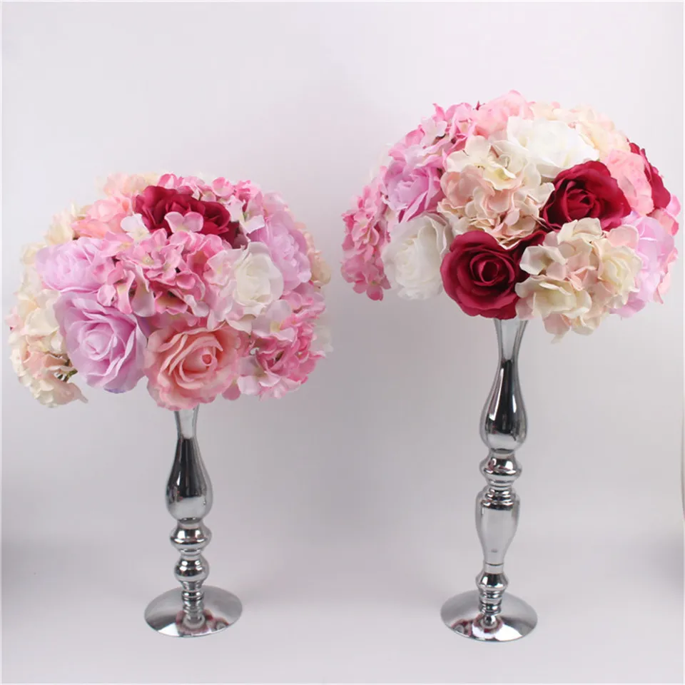 Silk flower ball artificial DIY all kinds of flowers heads wedding decoration wall hotel shop window table accessorie three size