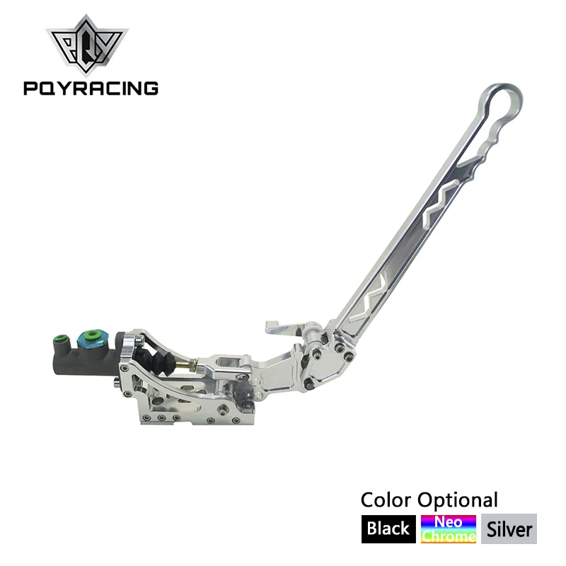 PQY RACING - Universal Hydraulic Horizontal Rally Drifting E-brake Lever HandBrake SILVER BLACK NEO CHROME PQY3633