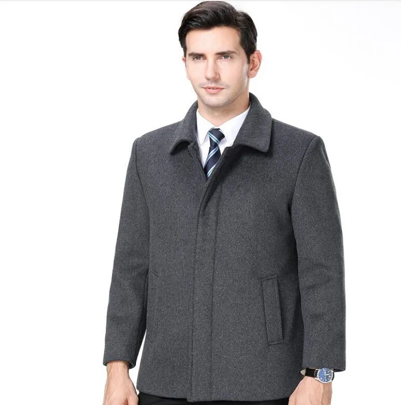 Weight 100 Kg Men Wear Winter Woolen coat Cotton Wool Fashion Pure Color Casual Business Short Jacket Cashmere Male business Clothing