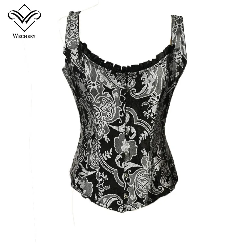 Wechery Corpetto Steampunk Corsetto Sexy Vita trainer e Bustier Slim Gothic Corsetto da donna Corsetto con 11 Busiter in osso d'acciaio