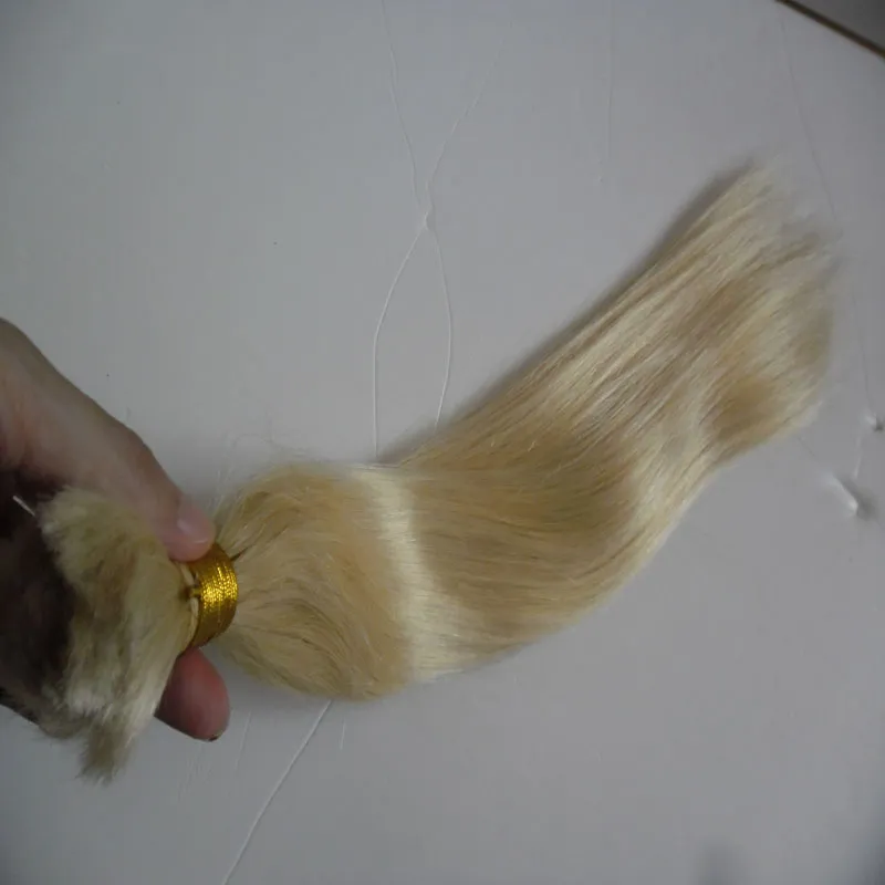 Mèches brésiliennes naturelles lisses, blond décoloré 613, Extensions de cheveux tressés en vrac, 10 à 26 pouces, 1 lot