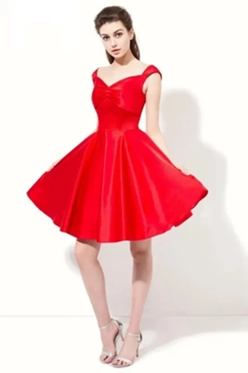 Em Estoque 2018 Sexy Red Querida Curto A Linha de Vestidos de Baile Com Cetim Lace-Up Da Dama de Honra Vestido de Noite Formal Vestido de Festa BP20