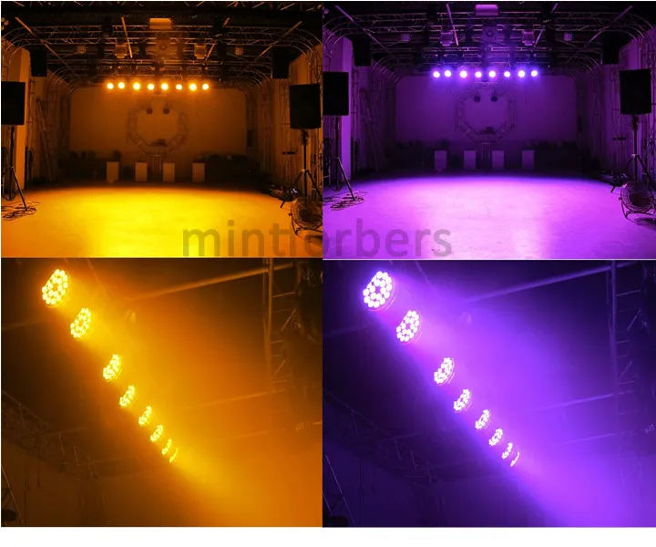 MFLアップグレード* 18W（6IN1）RGBWA + UV 6 / 10CH LED PAR CAN DJバー照明ステージPARライトConcert Churth Party（4パック）