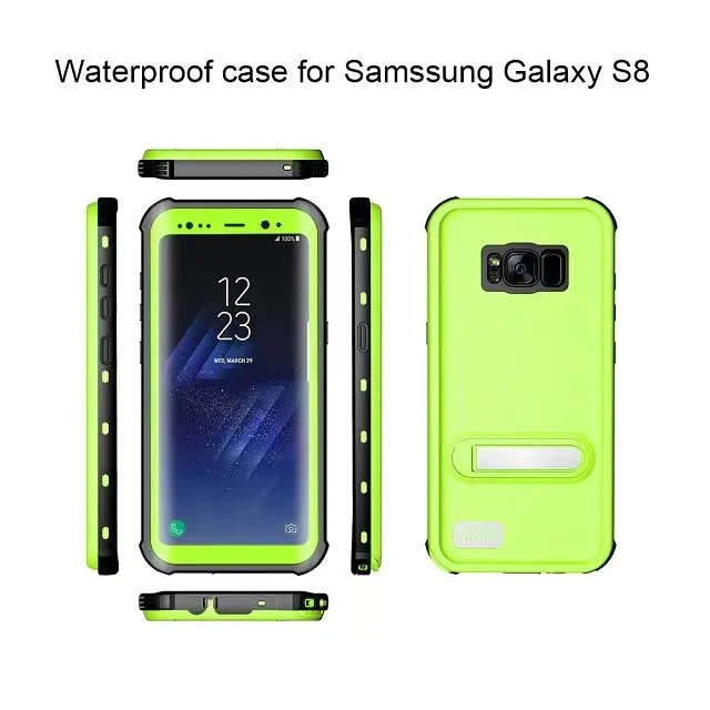 Samsung Galaxy S9 S8 Plus S10 IP68 RedPepper Dot Shockproof Kikstand Back 커버 수영 파우치를위한 유니버설 울트라 슬림 방수 휴대 전화 케이스