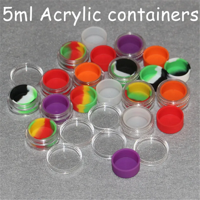 pot acrylique cosmétique 5ml contenant de cire en plastique doublure en silicone plastique écologique transparent incassable contenant d'huile stockage de vernis à ongles