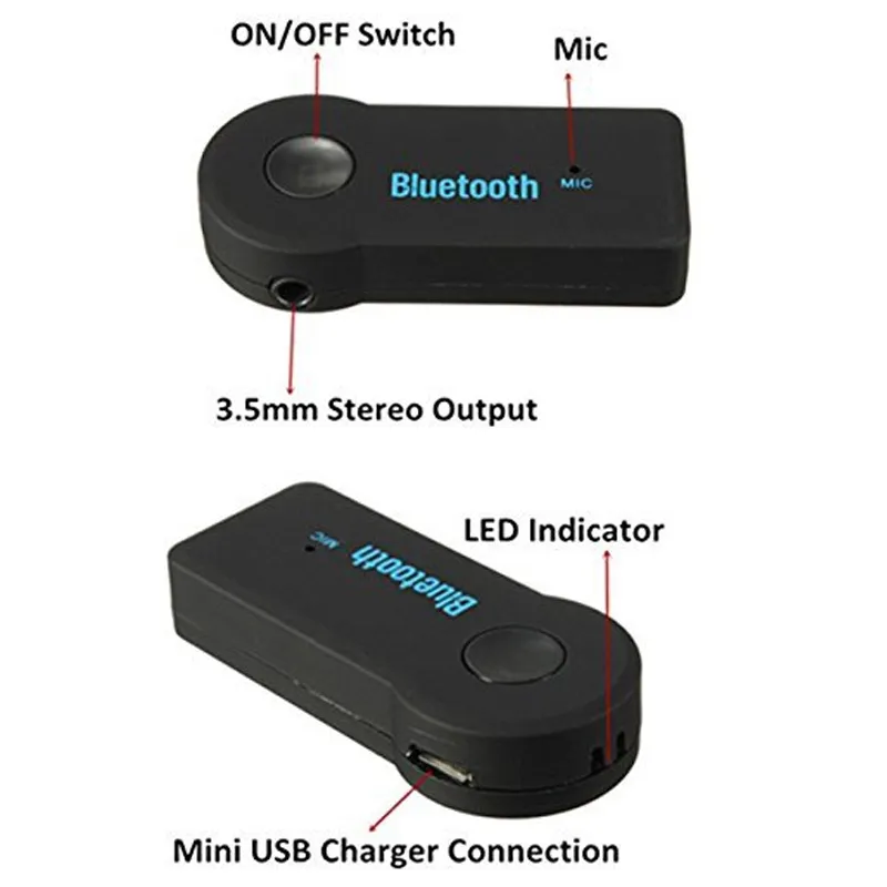 Bluetooth AuxミニオーディオレシーバーBluetooth Transmitter 3 5mm Jack Hands Auto Bluetooth Car Kit Music Adapter2684