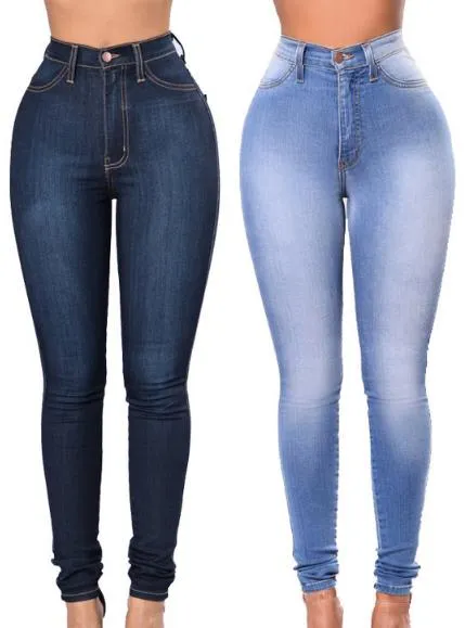 2018 modelos de explosão fashion Skinny Jeans senhoras novas magros lápis calças Mulheres cintura alta calças stretch