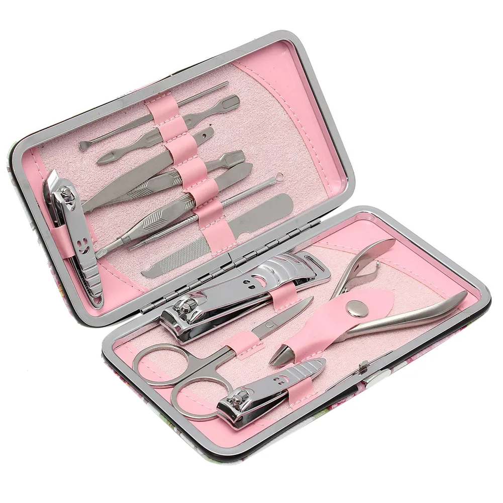 Wholesale 12pcs Manicure Set Pedicure Scissor + Cuticle Knife + Ear Pick + Nail Clipper Kit Stainless Steel Nail Care Tool manicure set
