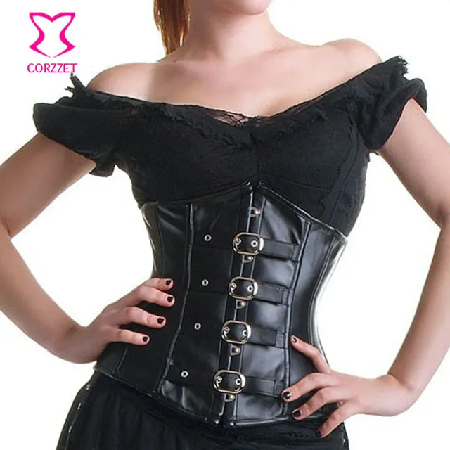 Corzzet Sexy Cuir Pas Cher Corsets et Bustiers Corpetes E Espartilhos Bustier 6XL Plus La Taille En Acier Désossé Corset208Q