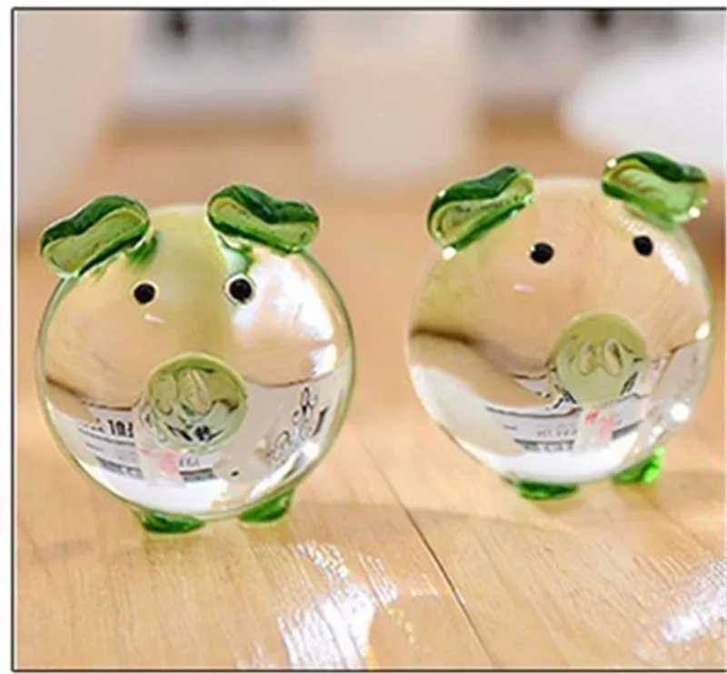 2 datorer Julkristallglas Animal Pig Arts, Crafts Gifts Miniature Figures Desk Bauble Ornament Mini Home Furniture Wedding Crafts Souvenirs