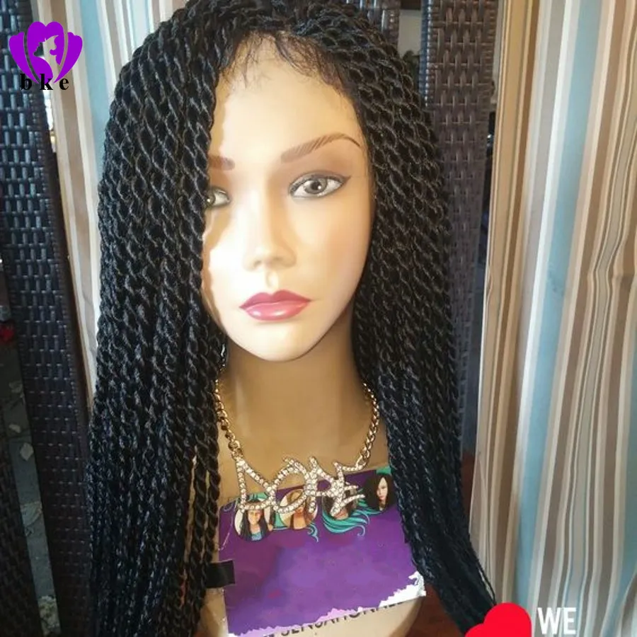 Havana Twist Peluca con malla frontal sintética Negro/marrón/Borgoña/rubio Caja de cabello brasileño Trenzas Peluca con cabello de bebé para mujeres