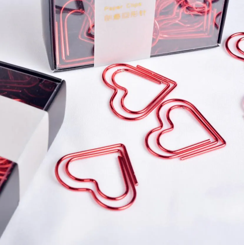 5 Boxes Red Hollow Heart Bookmark Paper Clip Office stationery For Wedding Baby Shower Party Birthday Favor Gift Souvenirs