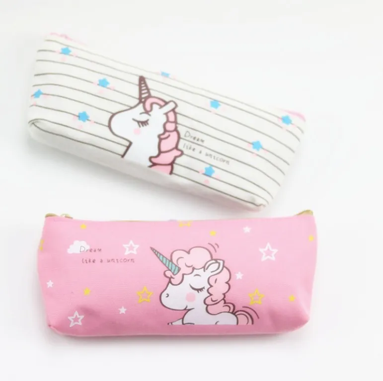 4 Style Unicorn Canvas Pencil Bag Cartoon Pencil Cases Stationery Storage Organizer Bag School Office Supply Kids Gift top quality