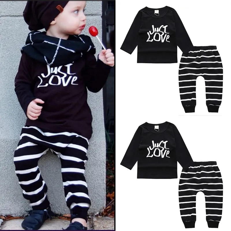 Pijama infantil Conjuntos de Roupas de Bebê Menino de Manga Comprida Primavera Outono Roupas de Inverno Conjunto Criança Carta Suits Bebê Meninas Roupas Recém-nascidas Set