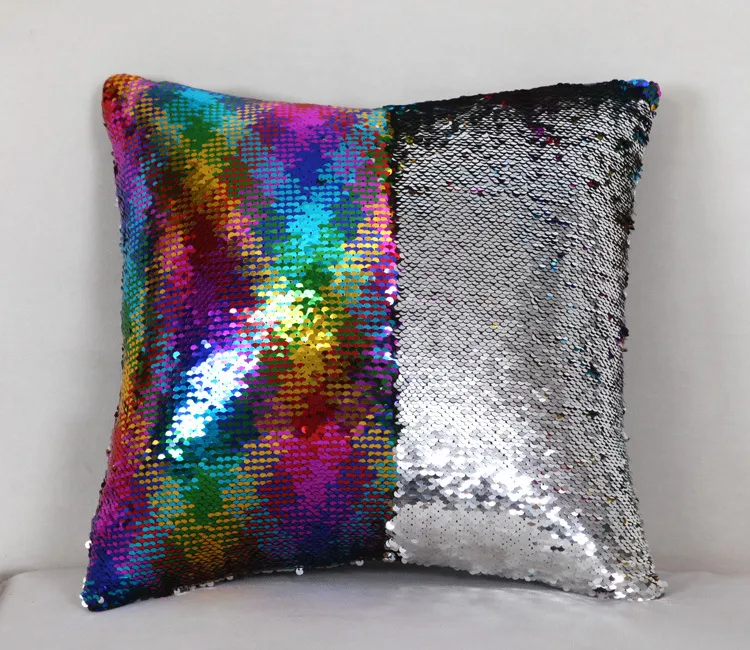 NEW Mermaid Sequin Pillowcase With Suede Back Magical Color Fish