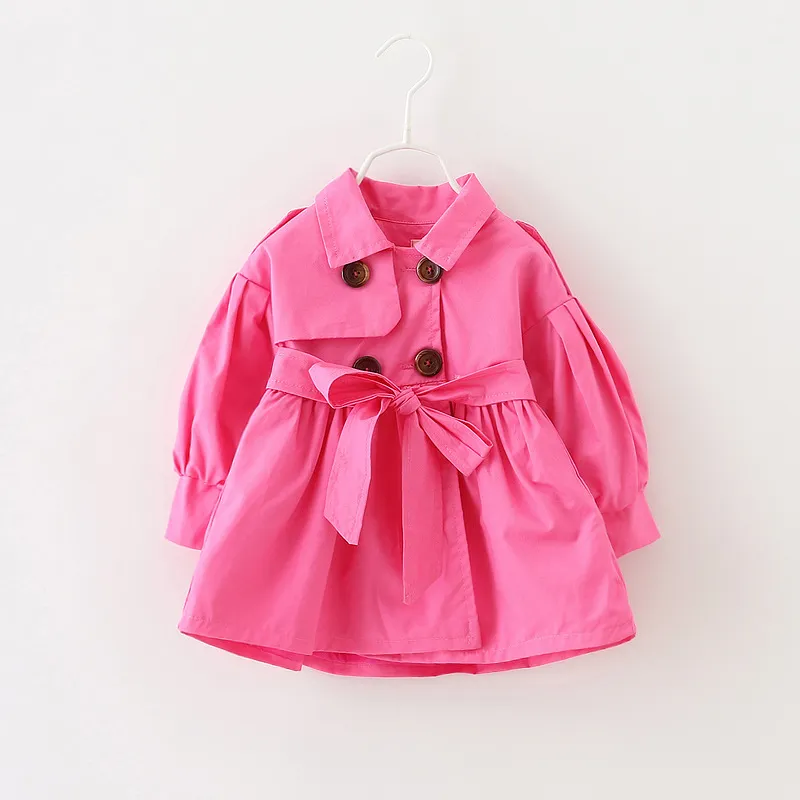 Hot Girls Clothing Spring Autumn Baby Girls Trench Coats Long Jackets Double Breasted Kids Overcoat Children Windbreaker Outwear 