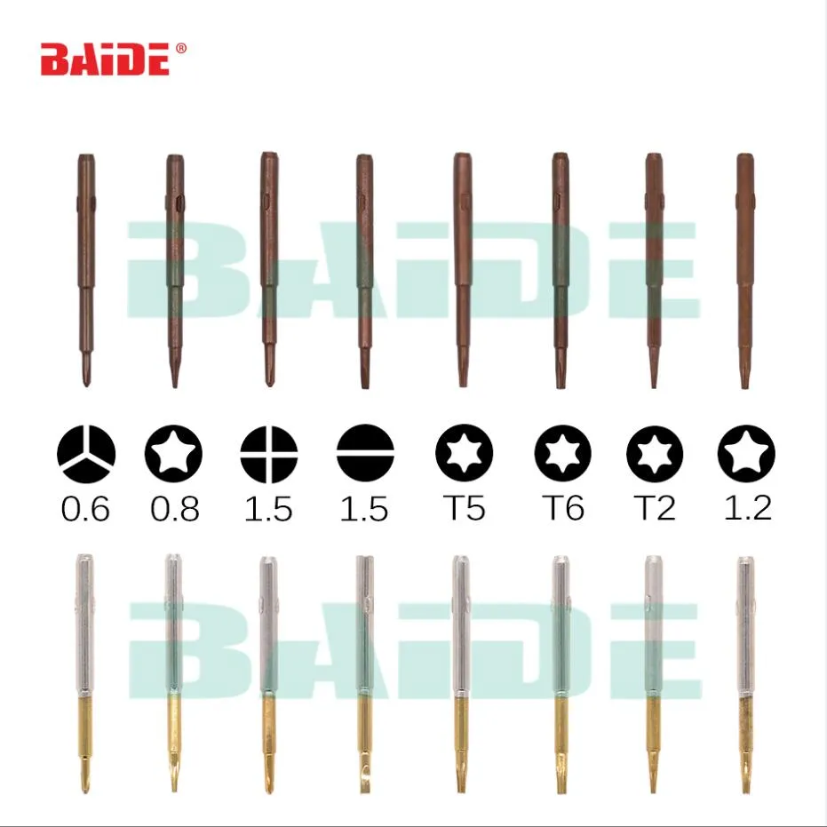 Replaceable Screwdriver Bit for Smartphone Repairment 0.6Y 0.8 Pentalobe 1.5 Phillips 1.5 Straight Torx T2 T5 T6 1.2 Pentalobe 1000pcs/lot