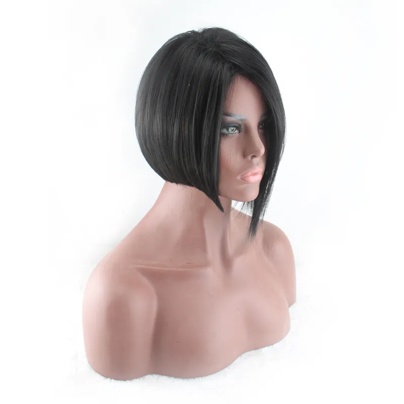 WoodFestival short straight wig synthetic black cosplay bob wigs heat resistant hair for black women bangs2242770