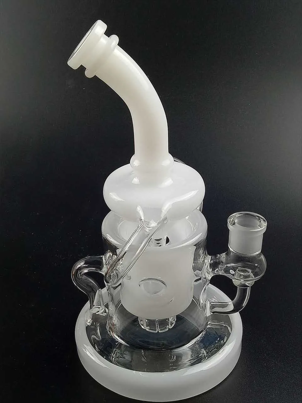 Tornado Klein Recycler Cam Bong Duş Başlığı Perc Ağır Taban Su Borusu Dab Petrol Kuyuları Cam Rig Bükülmüş Tüp Renkli Bongs WP308