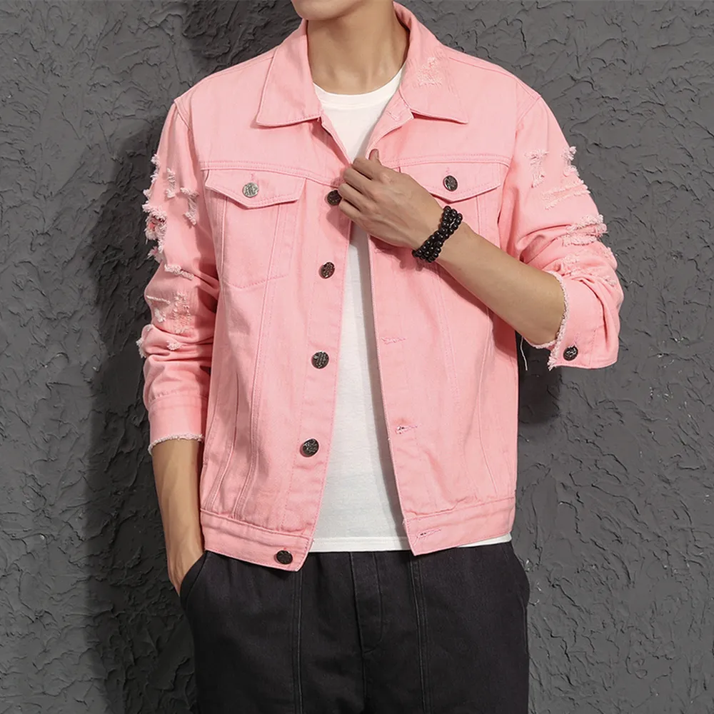 Veste jean rose homme deals