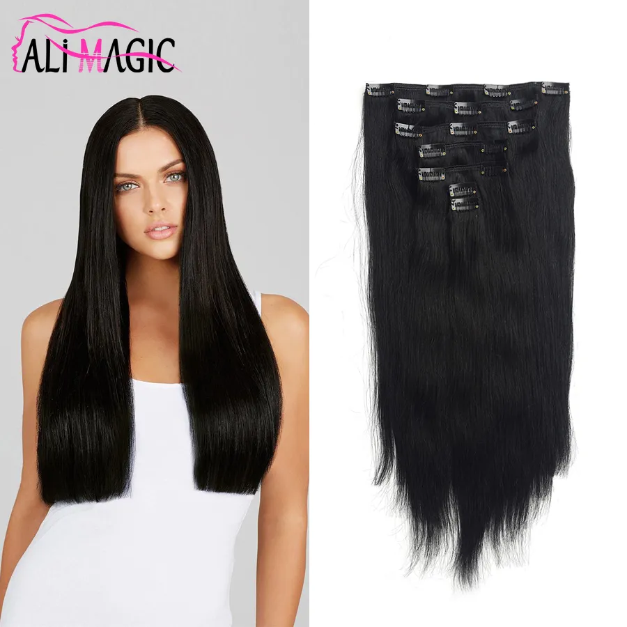 Clip clip de extensões de cabelo encaracolado em extensões de cabelo humano real marrom claro # 6 7 peças 100 gramas / 2.82oz 20 cores opcionais