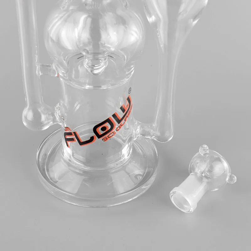 JM Flow Glass Bong Recycler Water Pipe Perc Recycler Bongs Glass Bubbler Pipe for Smoking Tobacco