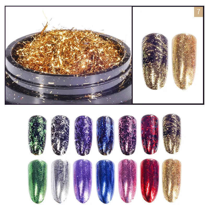 Nail Art Glitter Silk Stripes Lines Sequins Gold Silver Foil Nail Art Supplies Nail Makeup Maquillaje Flakes Decoration 