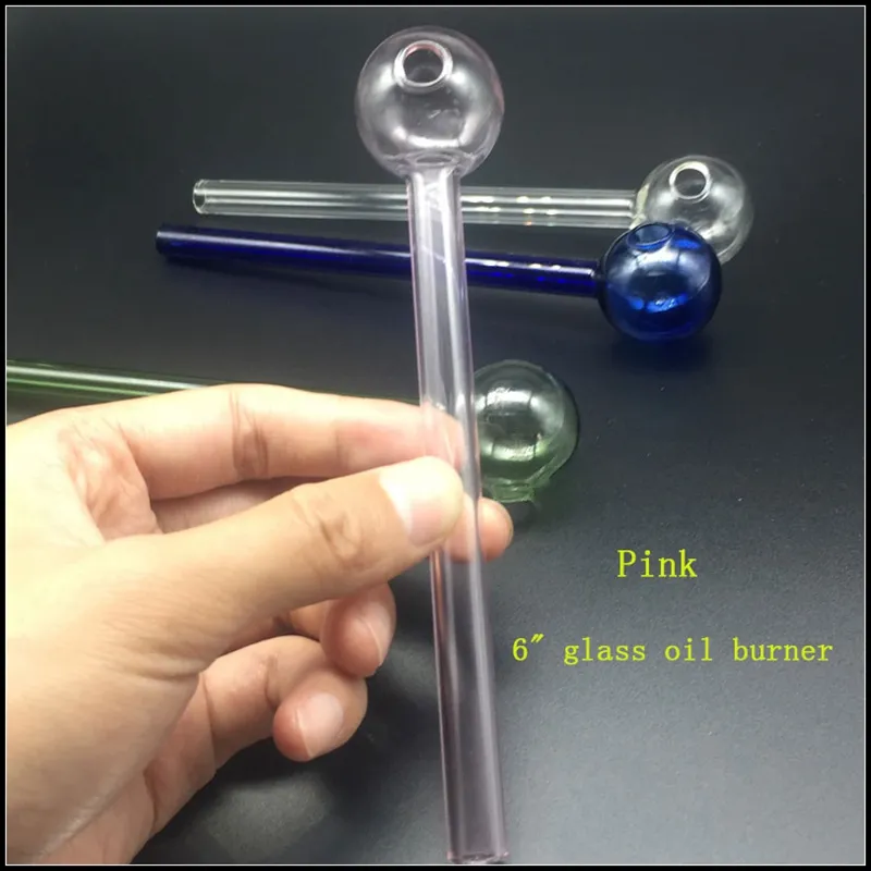 Новые 6-дюймовые стеклянные масляные горелки для труб Водяные бонги 4 цвета Bubble Pyrex Glass Oil-Burner-Pipes Водяные бонги для курения табака Аксессуары