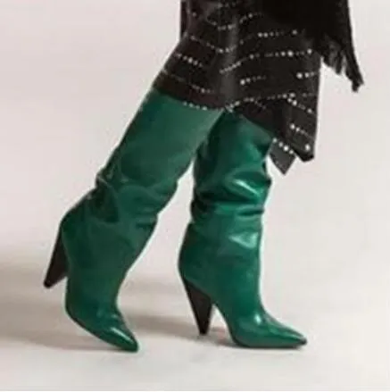 2018 Sexy Kobiety Switaped Toe Skórzane Buty Koleń Wysokie Kobiety Buty Spike Obcasy Damskie Buty Rasze Buty Ladies High Heels Botas Mujer