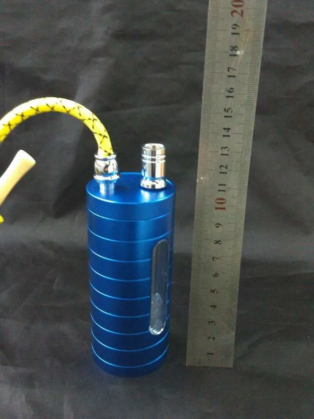 Tubo de água de aço inoxidável azul atacado acessórios para bongos de vidro, cachimbo de água de vidro para fumar, frete grátis