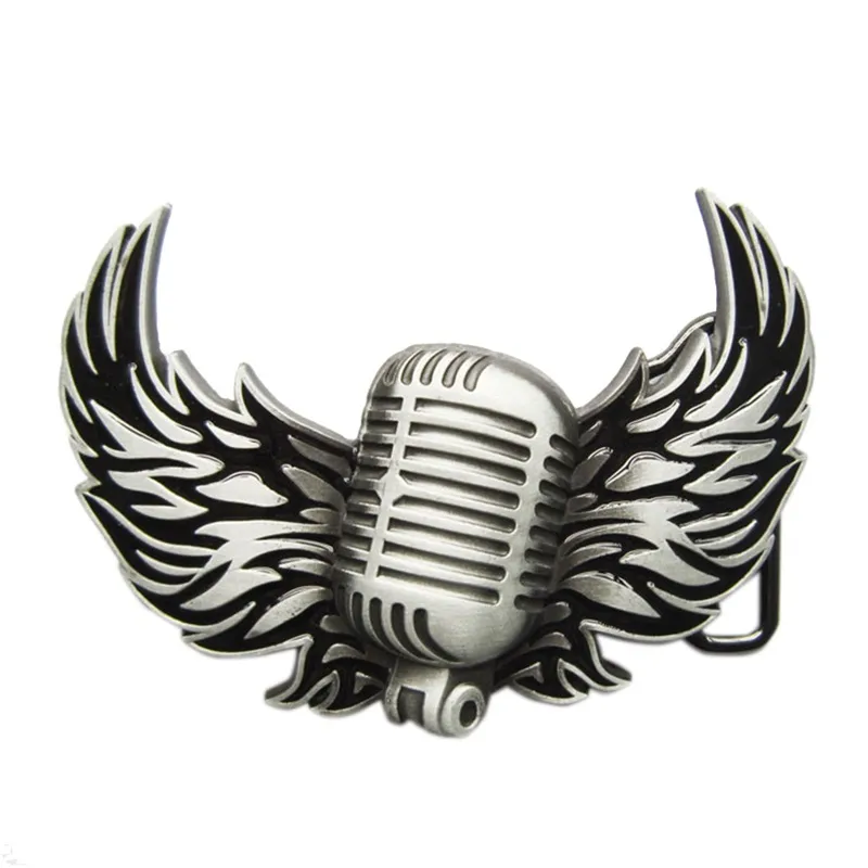 New Vintage Original Microphone Flying Wings Rock Music Belt Buckle Boucle de ceinture BUCKLE-MU113