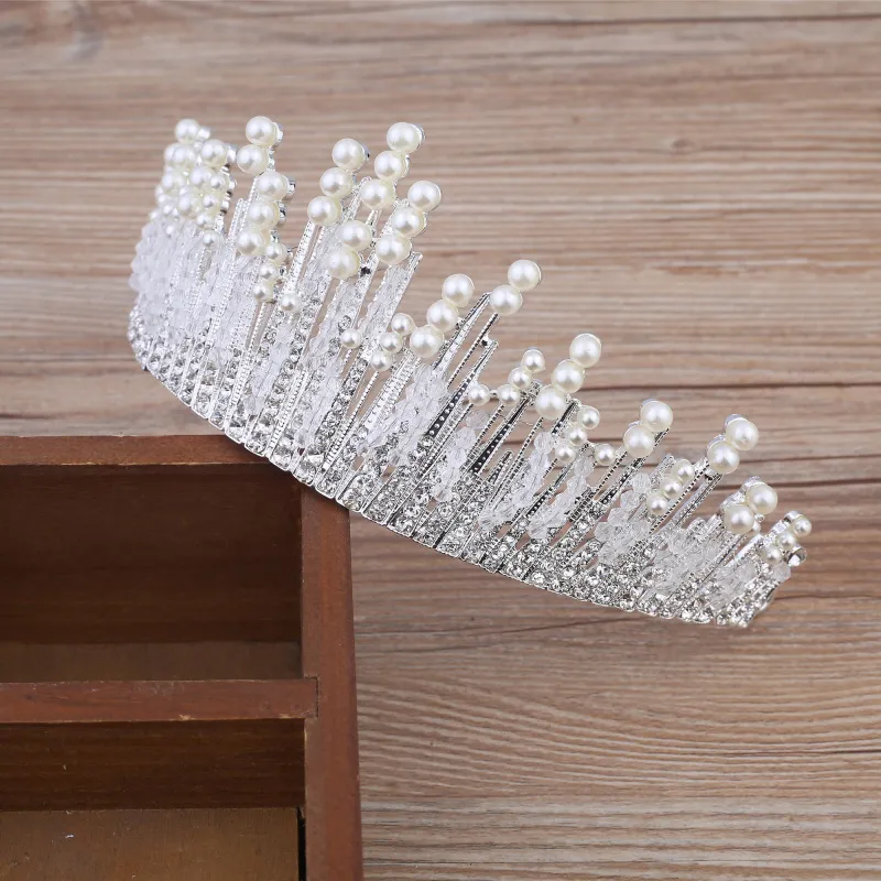 2018 Lusso Boho Wedding Crown Perline Perle Accessorio da sposa Sposa Copricapo Fascia per capelli Decorazione Spedizione gratuita Stock a buon mercato
