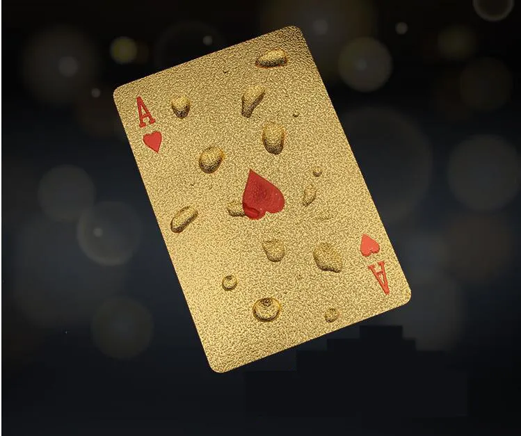 تمثال جديد لأسلوب Liberty Style Plastic Plant Plant Cards Gold Foil Poker Golden Poker Cards Dubai 24K Gaming Table Games