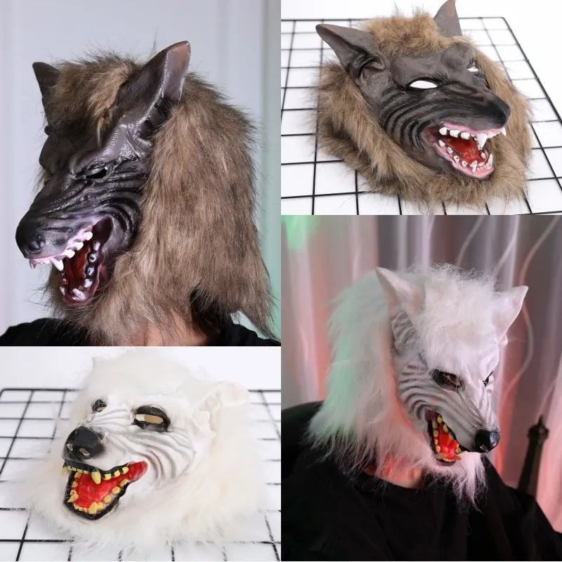 Halloween Party Monster Hoofddeksels Masker Enge Wolf Hoofd Volledige Gezicht Horror Masquerade Maskers Halloween Horror Cosplay Masker