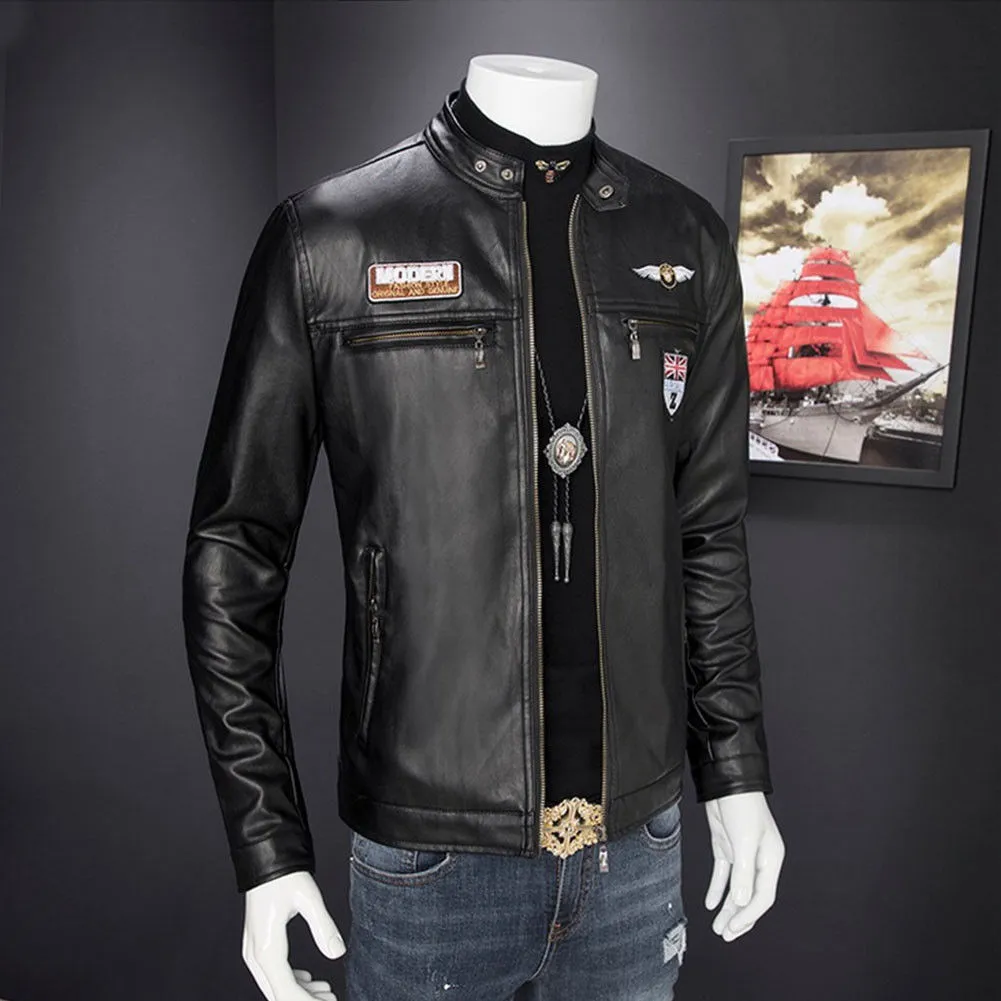 Mens Slim Fit Leather Motorcycle Biker Jacket With Collar Fashionable  Outwear Leather Coats For Men From Beenni, $28.64