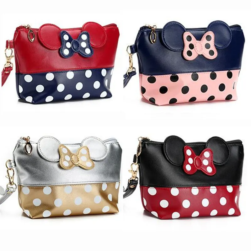 PU cuir bowknot points sacs cosmétiques embrayage maquillage organisateur de maquillage, accessoires pochette maquillage Voyage ou un sac de toilette 0339